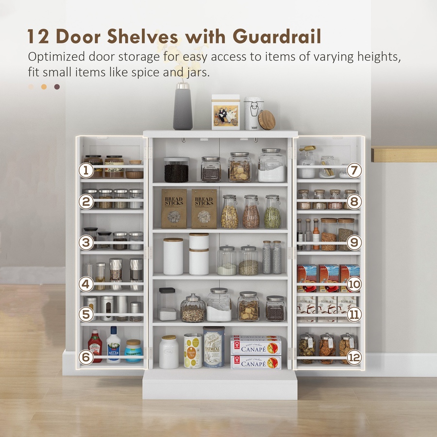 Image 997163_ALTMORE12.jpg, Product 997-163 / Price $137.20, HOMCOM 41" Kitchen Pantry with 12 Spice Racks and Adjustable Shelves White from HOMCOM on TSC.ca's Home & Garden department