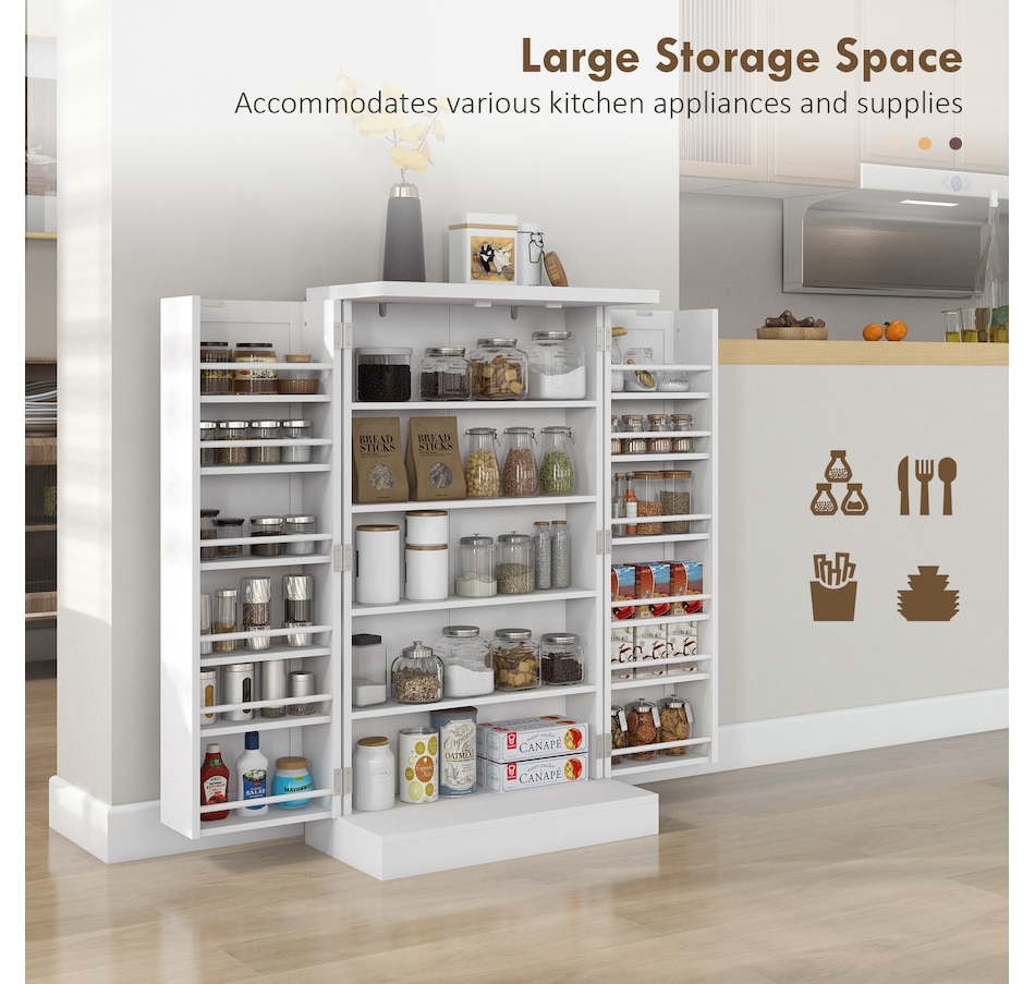 Image 997163_ALTMORE3.jpg, Product 997-163 / Price $159.99, HOMCOM 41" Kitchen Pantry with 12 Spice Racks and Adjustable Shelves White from HOMCOM on TSC.ca's Home & Garden department