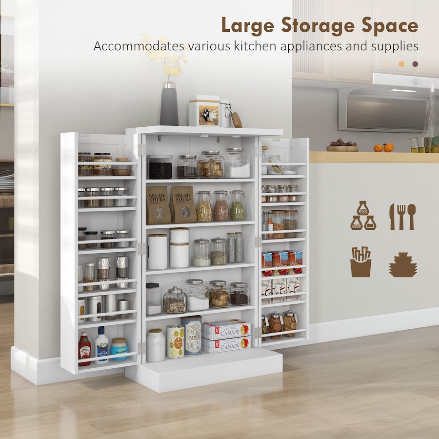 Image 997163_ALTMORE3.jpg, Product 997-163 / Price $139.99, HOMCOM 41" Kitchen Pantry with 12 Spice Racks and Adjustable Shelves White from HOMCOM on TSC.ca's Home & Garden department