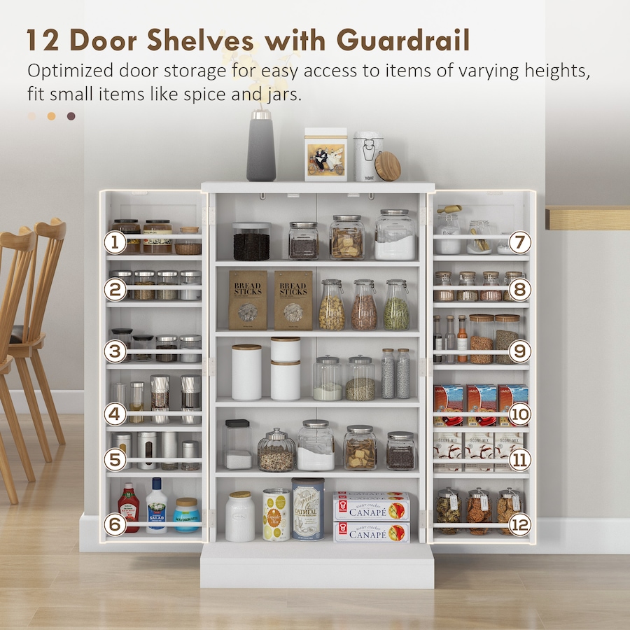 Image 997163_ALTMORE4.jpg, Product 997-163 / Price $139.99, HOMCOM 41" Kitchen Pantry with 12 Spice Racks and Adjustable Shelves White from HOMCOM on TSC.ca's Home & Garden department