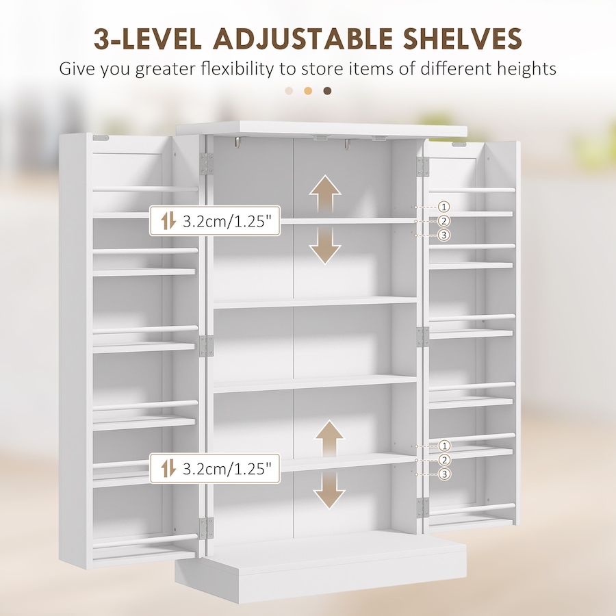 Image 997163_ALTMORE5.jpg, Product 997-163 / Price $139.99, HOMCOM 41" Kitchen Pantry with 12 Spice Racks and Adjustable Shelves White from HOMCOM on TSC.ca's Home & Garden department