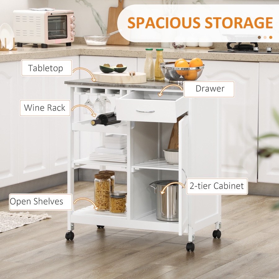 Image 997168_ALTMORE12.jpg, Product 997-168 / Price $139.99, HOMCOM Kitchen Cart on Wheels with Wine Rack, Drawer, Shelf and Cabinet from HOMCOM on TSC.ca's Home & Garden department