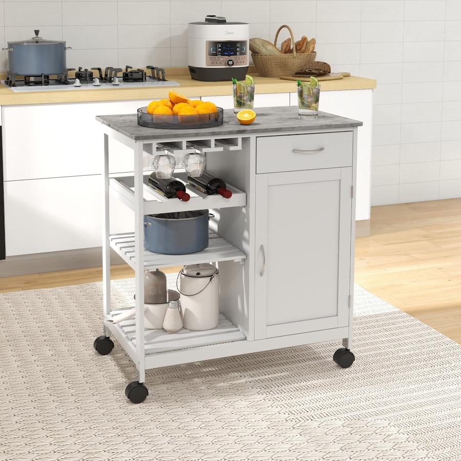 Image 997168_ALTMORE9.jpg, Product 997-168 / Price $139.99, HOMCOM Kitchen Cart on Wheels with Wine Rack, Drawer, Shelf and Cabinet from HOMCOM on TSC.ca's Home & Garden department