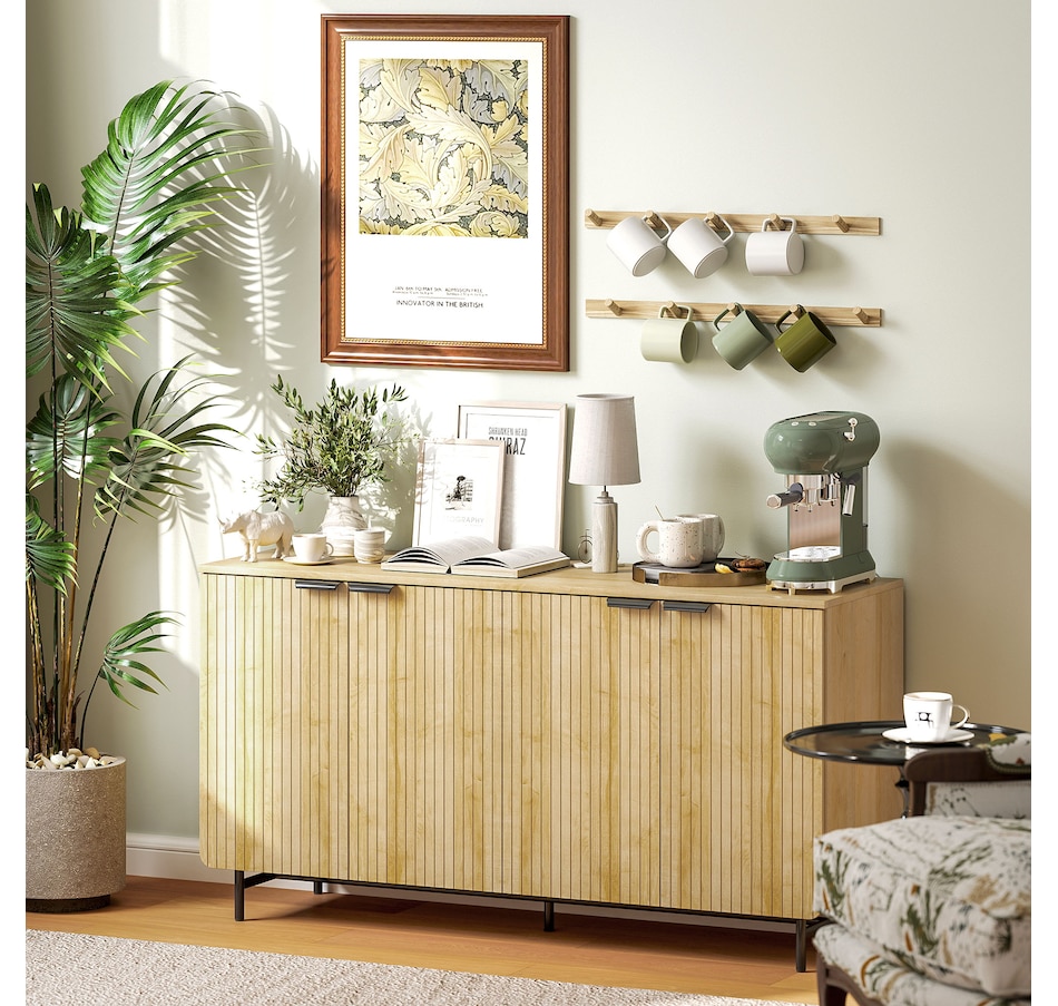 Image 997170_ALTMORE1.jpg, Product 997-170 / Price $209.99, Fluted Sideboard Buffet Cabinet with 4 Doors Adjustable Shelves Nature Wood from HOMCOM on TSC.ca's Home & Garden department