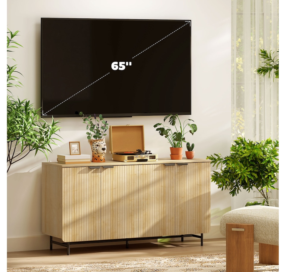 Image 997170_ALTMORE6.jpg, Product 997-170 / Price $209.99, Fluted Sideboard Buffet Cabinet with 4 Doors Adjustable Shelves Nature Wood from HOMCOM on TSC.ca's Home & Garden department