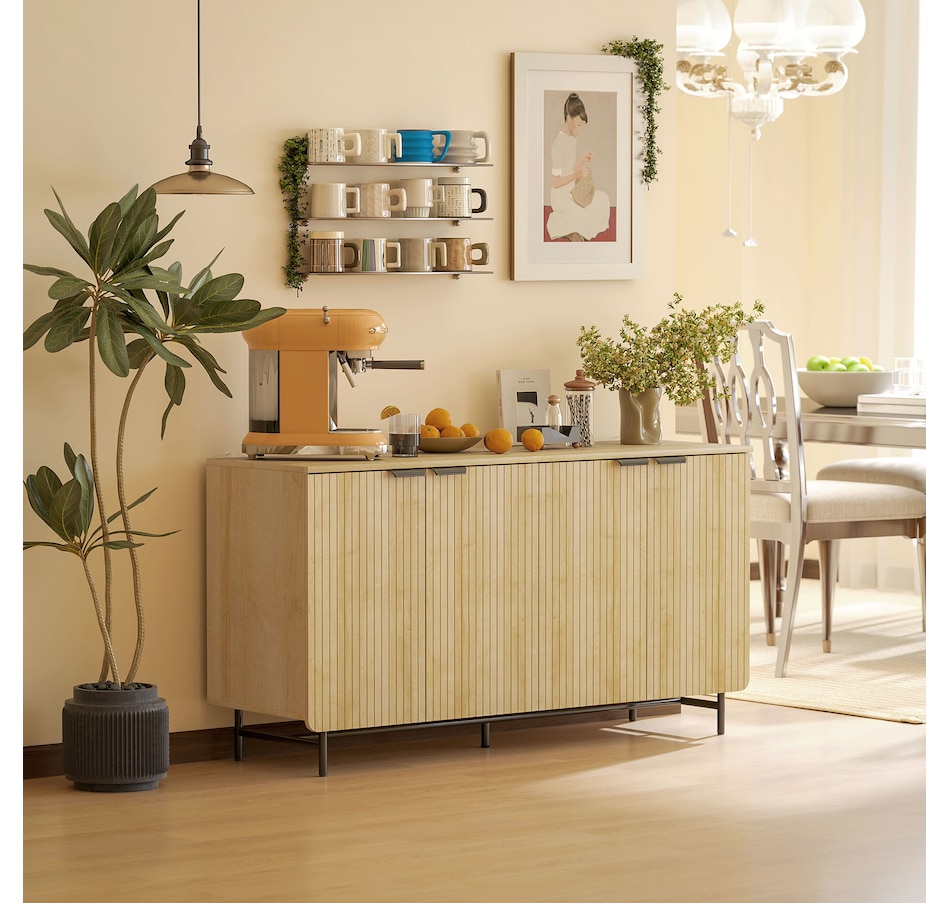 Image 997170_ALTMORE7.jpg, Product 997-170 / Price $209.99, Fluted Sideboard Buffet Cabinet with 4 Doors Adjustable Shelves Nature Wood from HOMCOM on TSC.ca's Home & Garden department