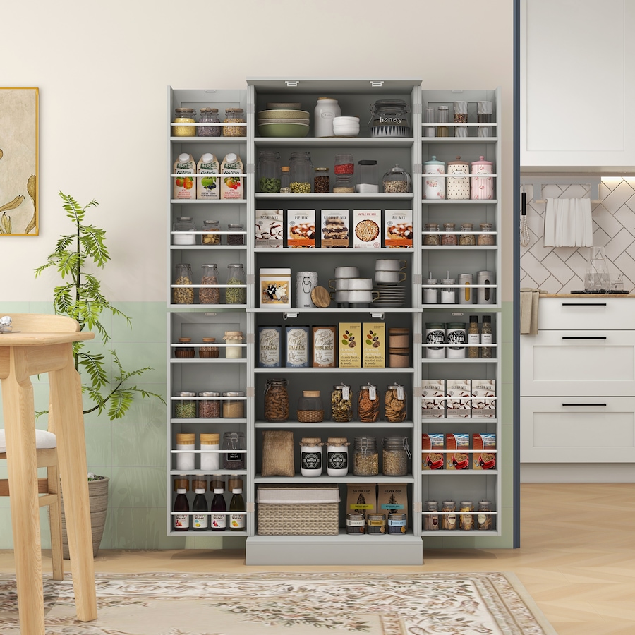 Image 997173_ALTMORE1.jpg, Product 997-173 / Price $249.99, HOMCOM 65" Kitchen Pantry Cabinet with Adjustable Shelves Spick Racks Grey from HOMCOM on TSC.ca's Home & Garden department