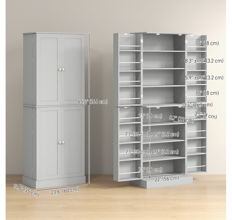 Image 997173_ALTMORE2.jpg, Product 997-173 / Price $261.99, HOMCOM 65" Kitchen Pantry Cabinet with Adjustable Shelves Spick Racks Grey from HOMCOM on TSC.ca's Home & Garden department