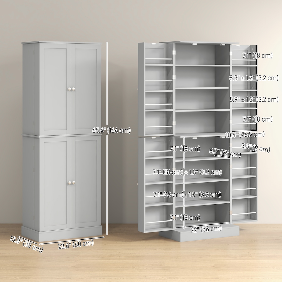 Image 997173_ALTMORE2.jpg, Product 997-173 / Price $249.99, HOMCOM 65" Kitchen Pantry Cabinet with Adjustable Shelves Spick Racks Grey from HOMCOM on TSC.ca's Home & Garden department