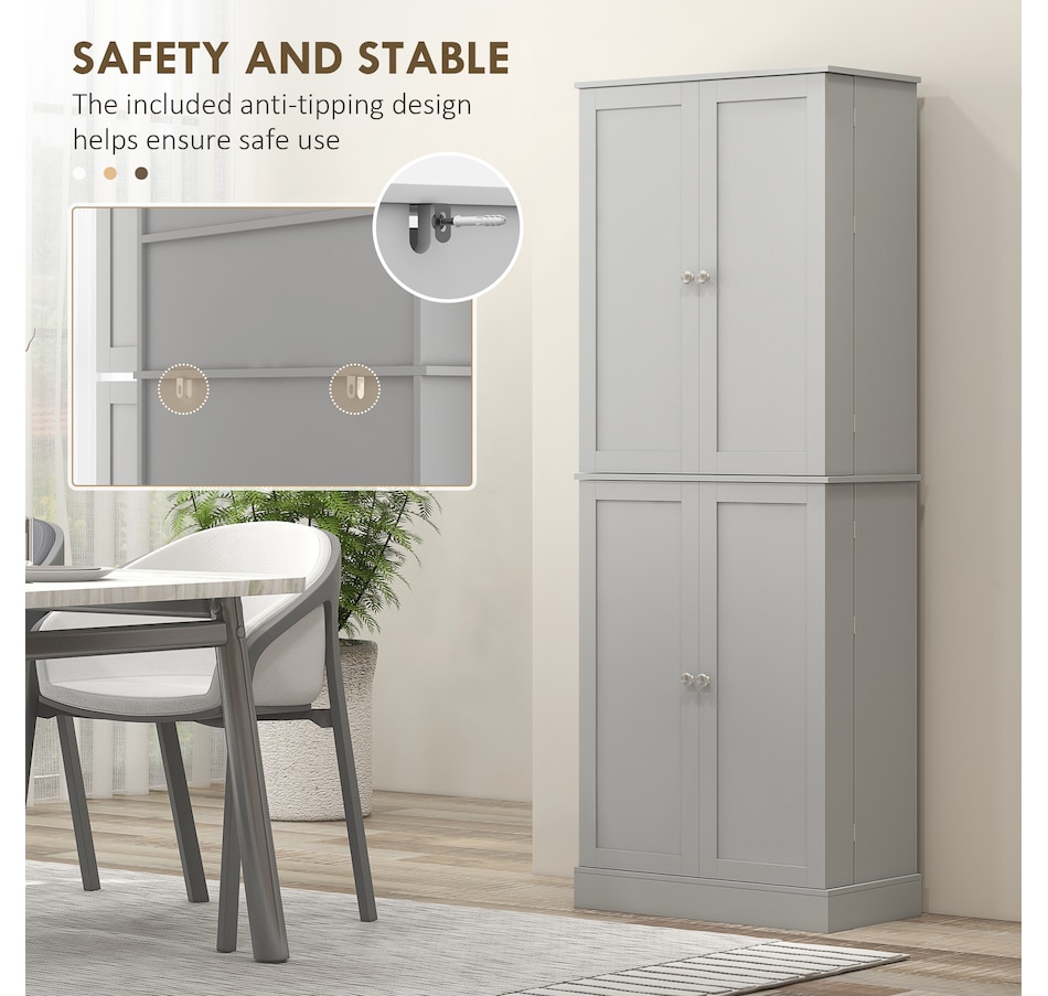 Image 997173_ALTMORE5.jpg, Product 997-173 / Price $261.99, HOMCOM 65" Kitchen Pantry Cabinet with Adjustable Shelves Spick Racks Grey from HOMCOM on TSC.ca's Home & Garden department