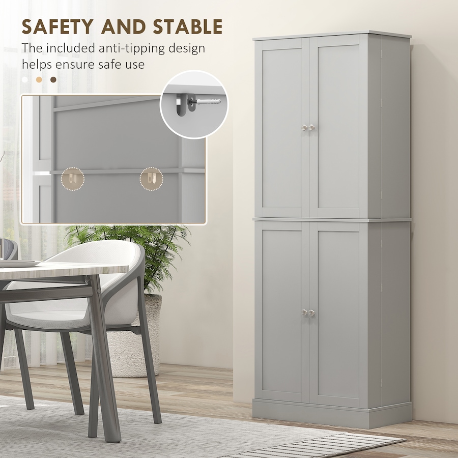 Image 997173_ALTMORE5.jpg, Product 997-173 / Price $249.99, HOMCOM 65" Kitchen Pantry Cabinet with Adjustable Shelves Spick Racks Grey from HOMCOM on TSC.ca's Home & Garden department