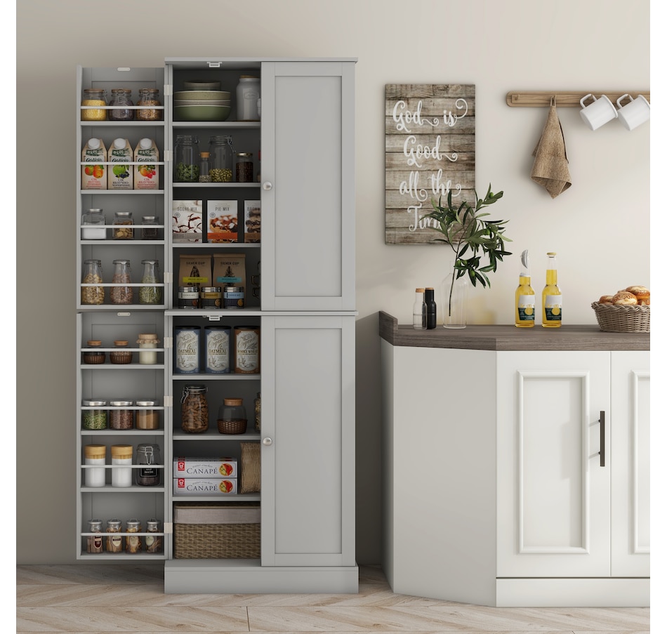 Image 997173_ALTMORE7.jpg, Product 997-173 / Price $261.99, HOMCOM 65" Kitchen Pantry Cabinet with Adjustable Shelves Spick Racks Grey from HOMCOM on TSC.ca's Home & Garden department