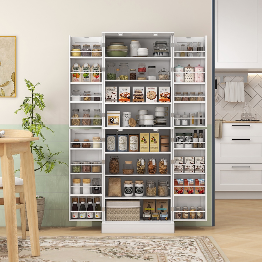 Image 997174_ALTMORE1.jpg, Product 997-174 / Price $269.99, HOMCOM 65" Kitchen Pantry Cabinet with Adjustable Shelves Spick Racks White from HOMCOM on TSC.ca's Home & Garden department