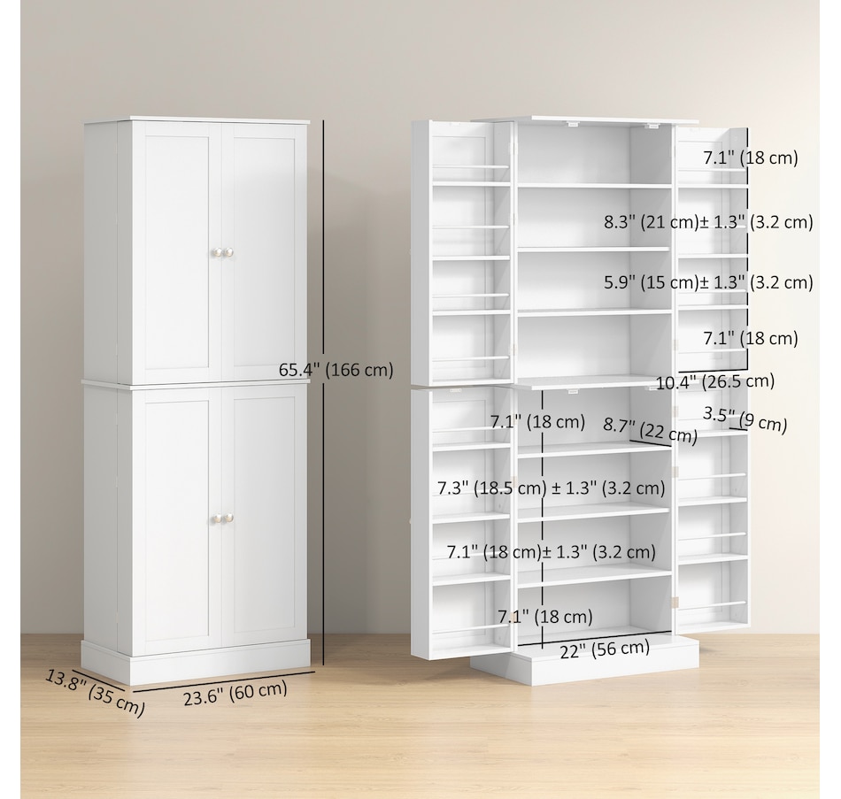 Image 997174_ALTMORE2.jpg, Product 997-174 / Price $252.99, HOMCOM 65" Kitchen Pantry Cabinet with Adjustable Shelves Spick Racks White from HOMCOM on TSC.ca's Home & Garden department