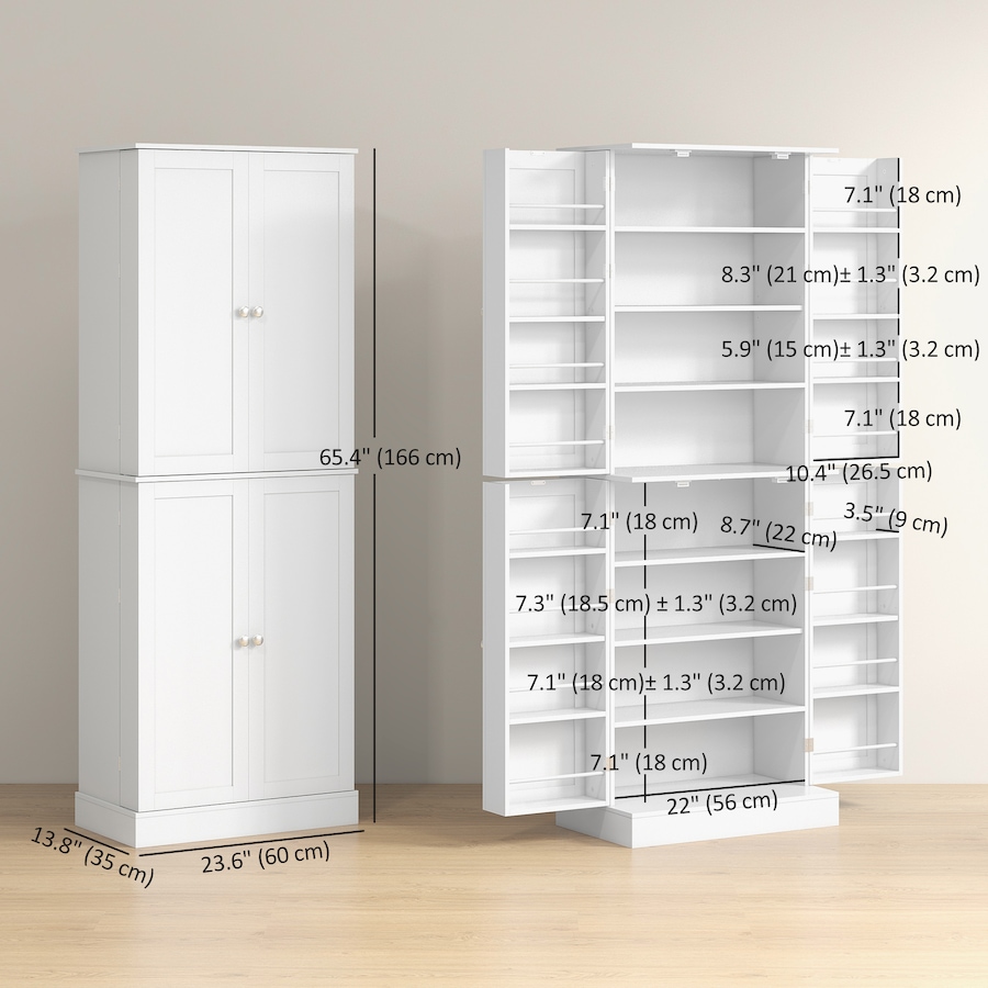 Image 997174_ALTMORE2.jpg, Product 997-174 / Price $269.99, HOMCOM 65" Kitchen Pantry Cabinet with Adjustable Shelves Spick Racks White from HOMCOM on TSC.ca's Home & Garden department