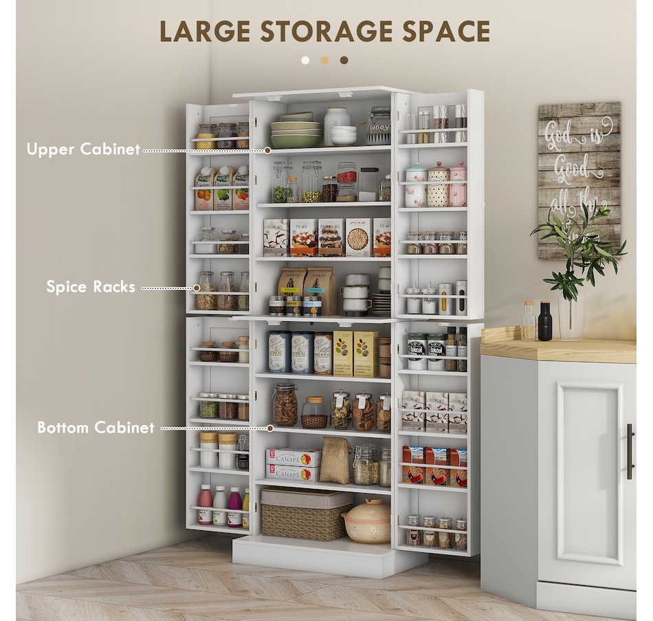 Image 997174_ALTMORE3.jpg, Product 997-174 / Price $252.99, HOMCOM 65" Kitchen Pantry Cabinet with Adjustable Shelves Spick Racks White from HOMCOM on TSC.ca's Home & Garden department