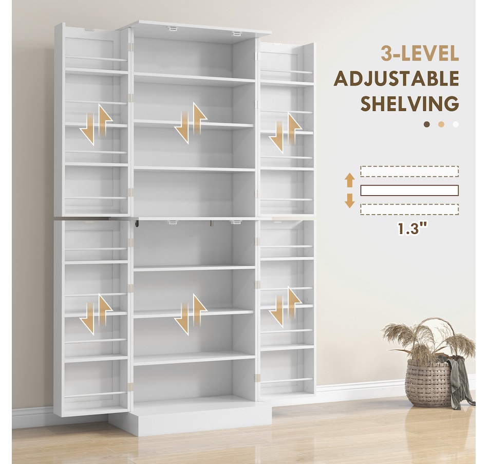 Image 997174_ALTMORE4.jpg, Product 997-174 / Price $252.99, HOMCOM 65" Kitchen Pantry Cabinet with Adjustable Shelves Spick Racks White from HOMCOM on TSC.ca's Home & Garden department