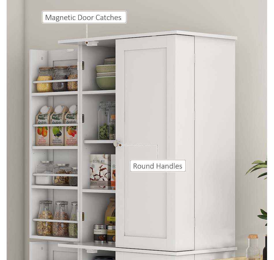 Image 997174_ALTMORE6.jpg, Product 997-174 / Price $252.99, HOMCOM 65" Kitchen Pantry Cabinet with Adjustable Shelves Spick Racks White from HOMCOM on TSC.ca's Home & Garden department