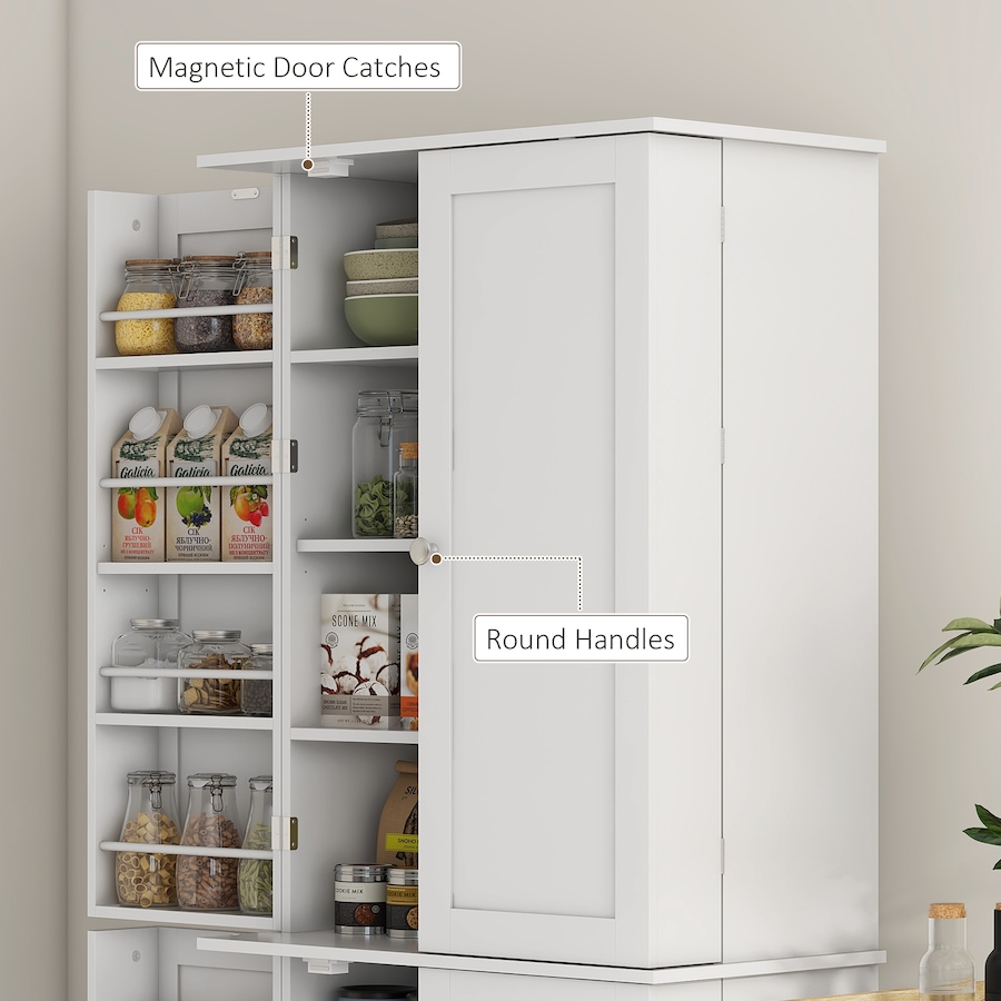 Image 997174_ALTMORE6.jpg, Product 997-174 / Price $269.99, HOMCOM 65" Kitchen Pantry Cabinet with Adjustable Shelves Spick Racks White from HOMCOM on TSC.ca's Home & Garden department