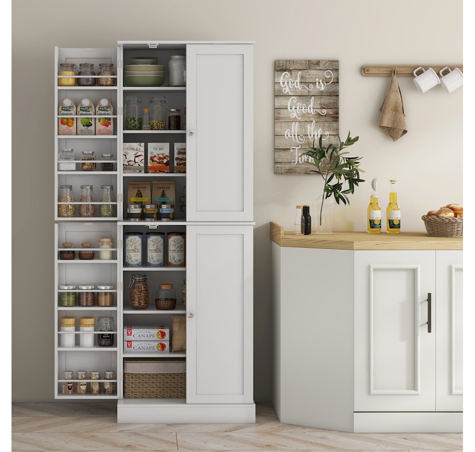 Image 997174_ALTMORE7.jpg, Product 997-174 / Price $252.99, HOMCOM 65" Kitchen Pantry Cabinet with Adjustable Shelves Spick Racks White from HOMCOM on TSC.ca's Home & Garden department