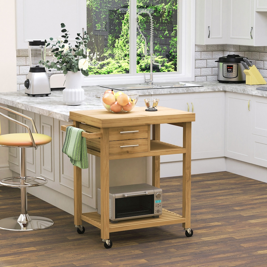 Image 997175_ALTMORE1.jpg, Product 997-175 / Price $214.99, HOMCOM Bamboo Kitchen Cart Island With Towel Rack from HOMCOM on TSC.ca's Home & Garden department