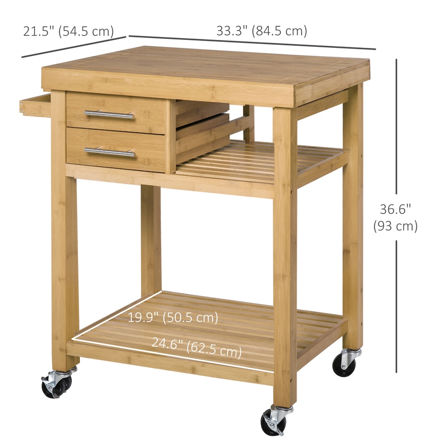 Image 997175_ALTMORE2.jpg, Product 997-175 / Price $214.99, HOMCOM Bamboo Kitchen Cart Island With Towel Rack from HOMCOM on TSC.ca's Home & Garden department