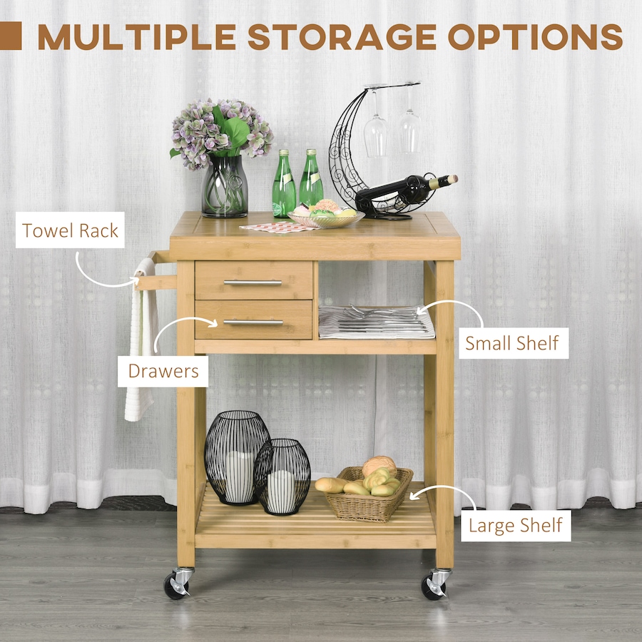 Image 997175_ALTMORE3.jpg, Product 997-175 / Price $214.99, HOMCOM Bamboo Kitchen Cart Island With Towel Rack from HOMCOM on TSC.ca's Home & Garden department