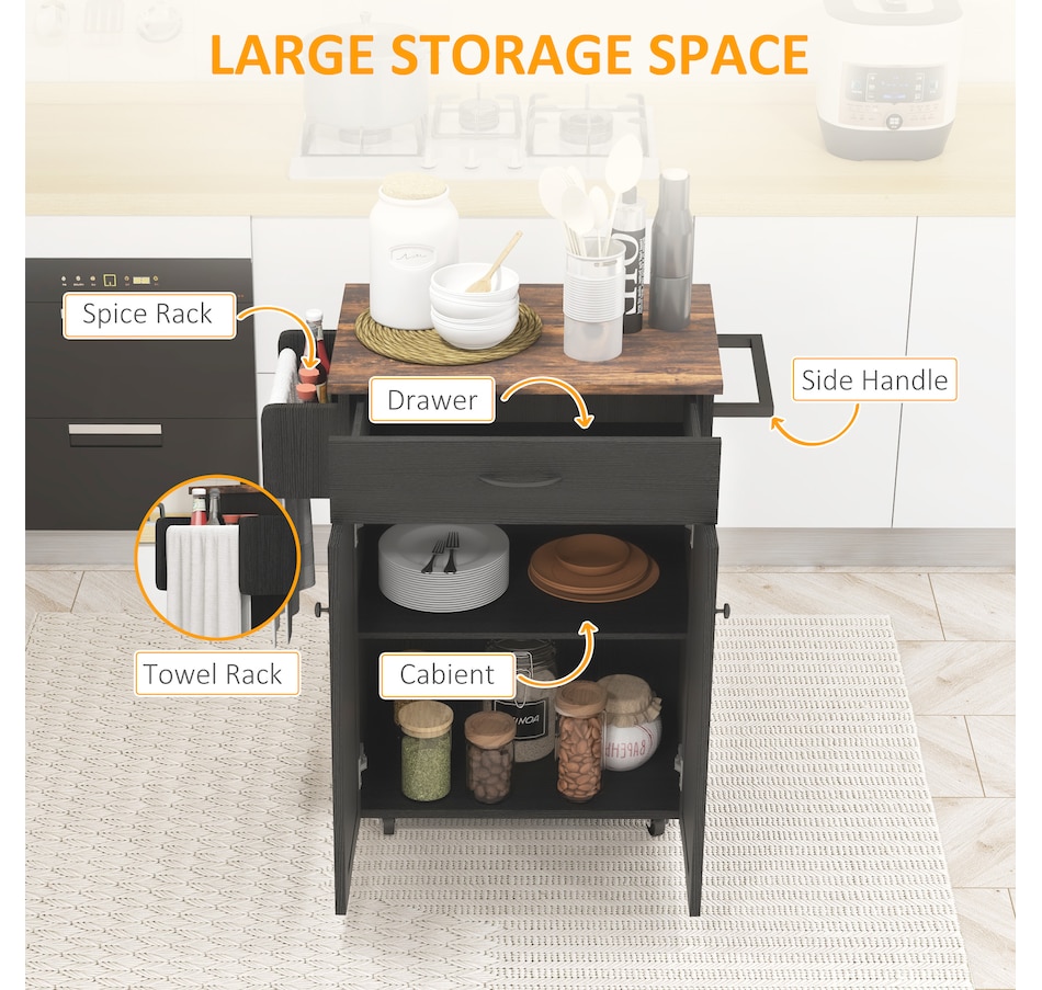 Image 997176_ALTMORE11.jpg, Product 997-176 / Price $149.99 - $159.99, HOMCOM Kitchen Island on Wheels, Kitchen Cart with Solid Wood Top from HOMCOM on TSC.ca's Home & Garden department