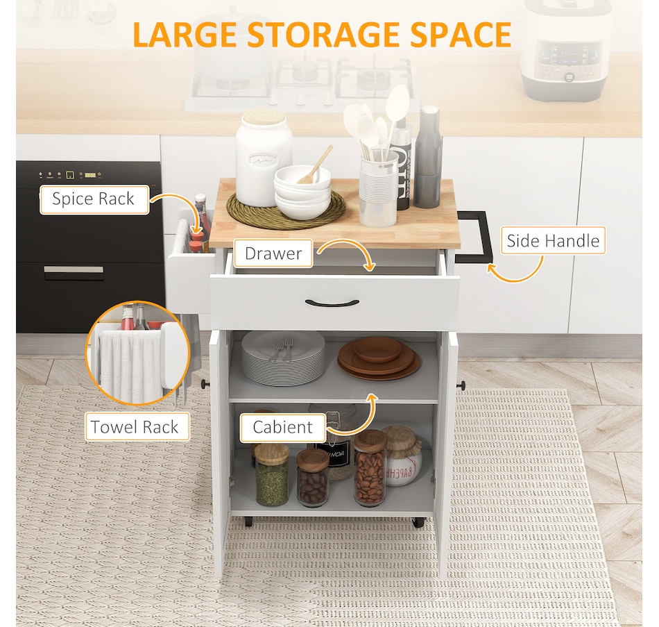 Image 997176_ALTMORE3.jpg, Product 997-176 / Price $149.99 - $159.99, HOMCOM Kitchen Island on Wheels, Kitchen Cart with Solid Wood Top from HOMCOM on TSC.ca's Home & Garden department