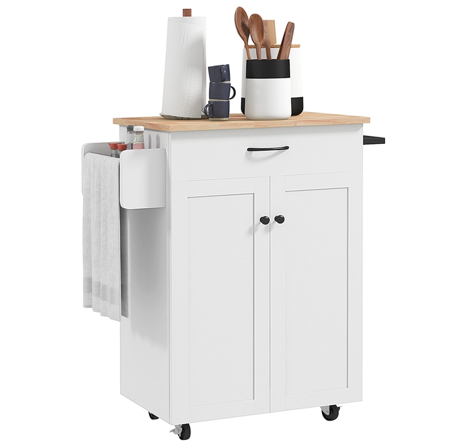 Image 997176_ST01.jpg, Product 997-176 / Price $149.99 - $159.99, HOMCOM Kitchen Island on Wheels, Kitchen Cart with Solid Wood Top from HOMCOM on TSC.ca's Home & Garden department