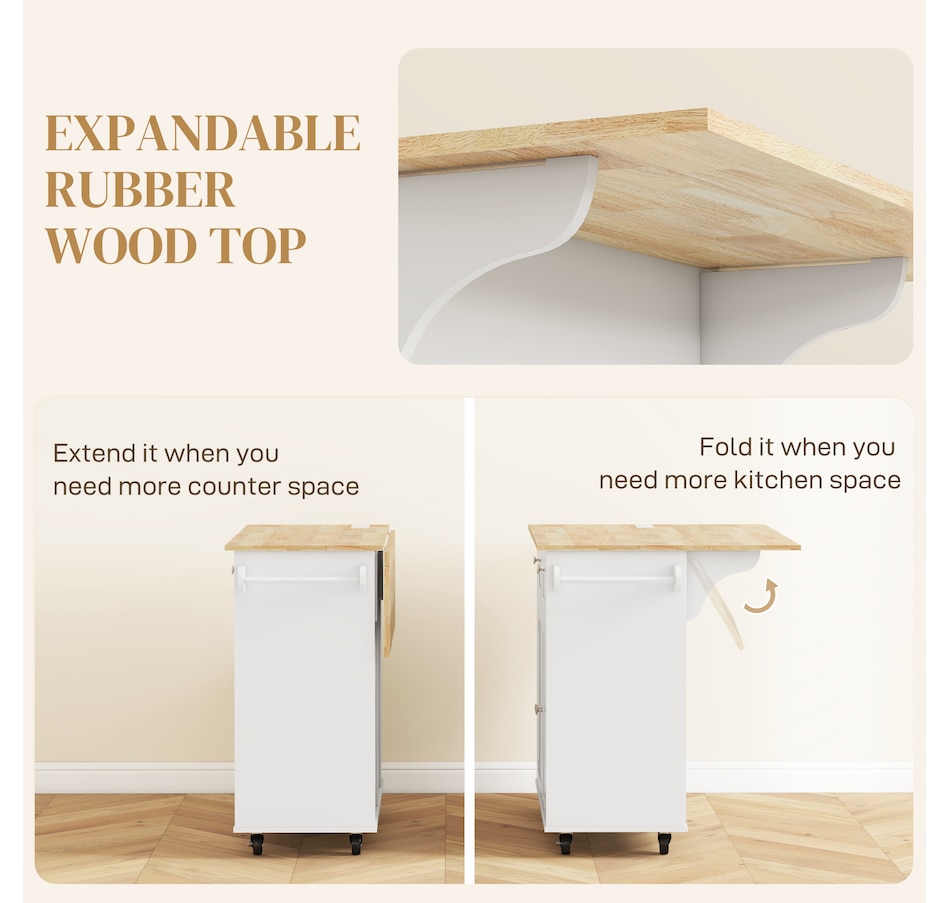 Image 997178_ALTMORE12.jpg, Product 997-178 / Price $269.99, HOMCOM Rolling Kitchen Island with Drop Leaf, Portable Kitchen Island from HOMCOM on TSC.ca's Home & Garden department