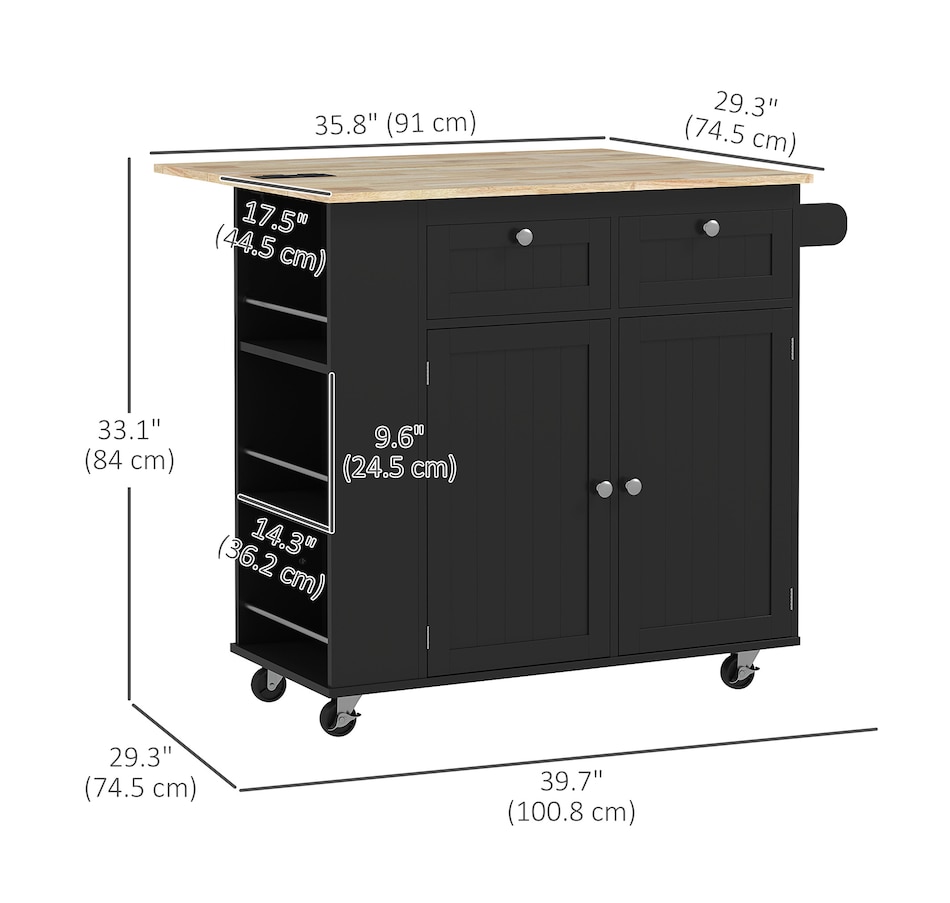 Image 997178_ALTMORE2.jpg, Product 997-178 / Price $269.99, HOMCOM Rolling Kitchen Island with Drop Leaf, Portable Kitchen Island from HOMCOM on TSC.ca's Home & Garden department