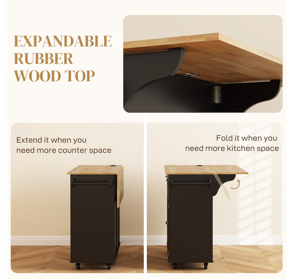 Image 997178_ALTMORE4.jpg, Product 997-178 / Price $269.99, HOMCOM Rolling Kitchen Island with Drop Leaf, Portable Kitchen Island from HOMCOM on TSC.ca's Home & Garden department