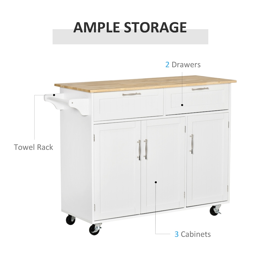 Image 997181_ALTMORE11.jpg, Product 997-181 / Price $229.99 - $239.99, HOMCOM Kitchen Island on Wheels, Kitchen Cart w/ Drawers, Storage Cabinets from HOMCOM on TSC.ca's Home & Garden department