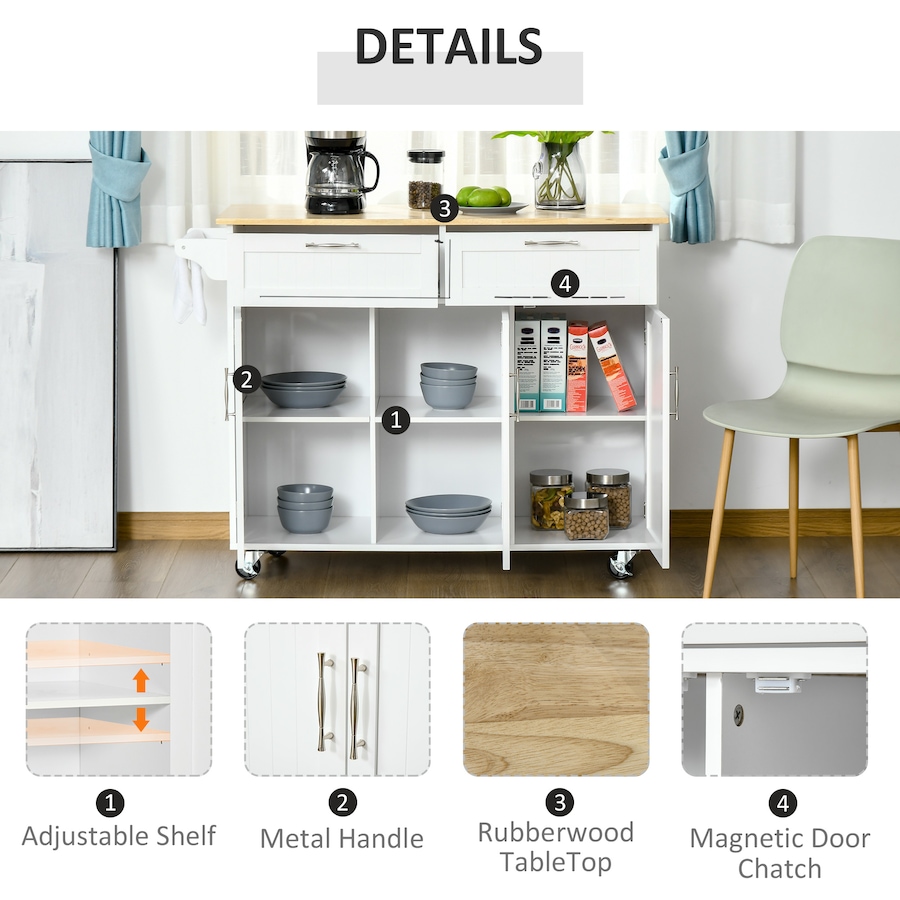 Image 997181_ALTMORE12.jpg, Product 997-181 / Price $229.99 - $239.99, HOMCOM Kitchen Island on Wheels, Kitchen Cart w/ Drawers, Storage Cabinets from HOMCOM on TSC.ca's Home & Garden department