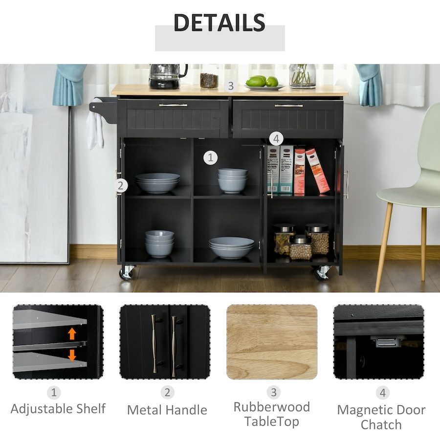 Image 997181_ALTMORE20.jpg, Product 997-181 / Price $229.99 - $239.99, HOMCOM Kitchen Island on Wheels, Kitchen Cart w/ Drawers, Storage Cabinets from HOMCOM on TSC.ca's Home & Garden department
