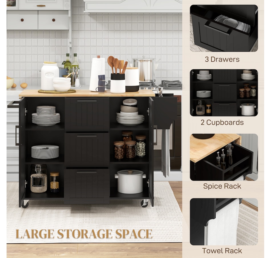 Image 997188_ALTMORE11.jpg, Product 997-188 / Price $299.99 - $329.99, HOMCOM Kitchen Island on Wheels, Kitchen Cart with Drop Leaf Drawers from HOMCOM on TSC.ca's Home & Garden department