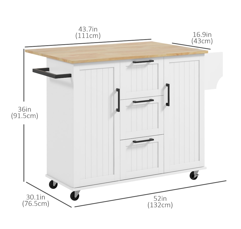 Image 997188_ALTMORE18.jpg, Product 997-188 / Price $299.99 - $329.99, HOMCOM Kitchen Island on Wheels, Kitchen Cart with Drop Leaf Drawers from HOMCOM on TSC.ca's Home & Garden department