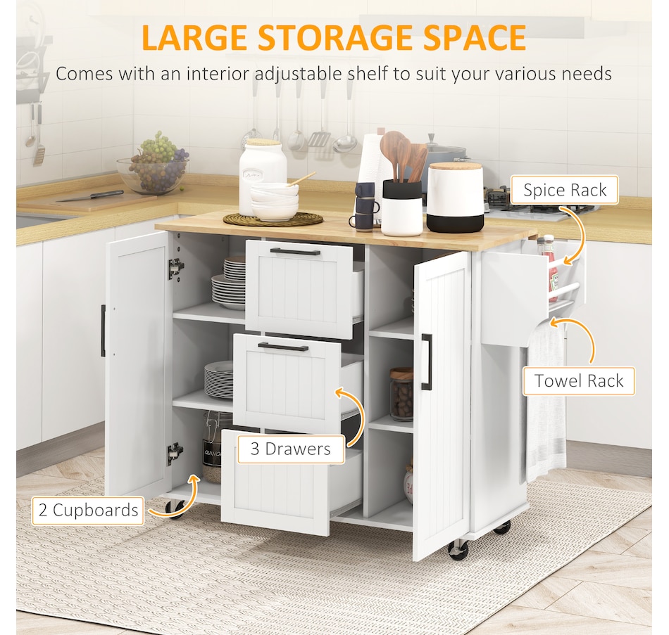 Image 997188_ALTMORE19.jpg, Product 997-188 / Price $299.99 - $329.99, HOMCOM Kitchen Island on Wheels, Kitchen Cart with Drop Leaf Drawers from HOMCOM on TSC.ca's Home & Garden department