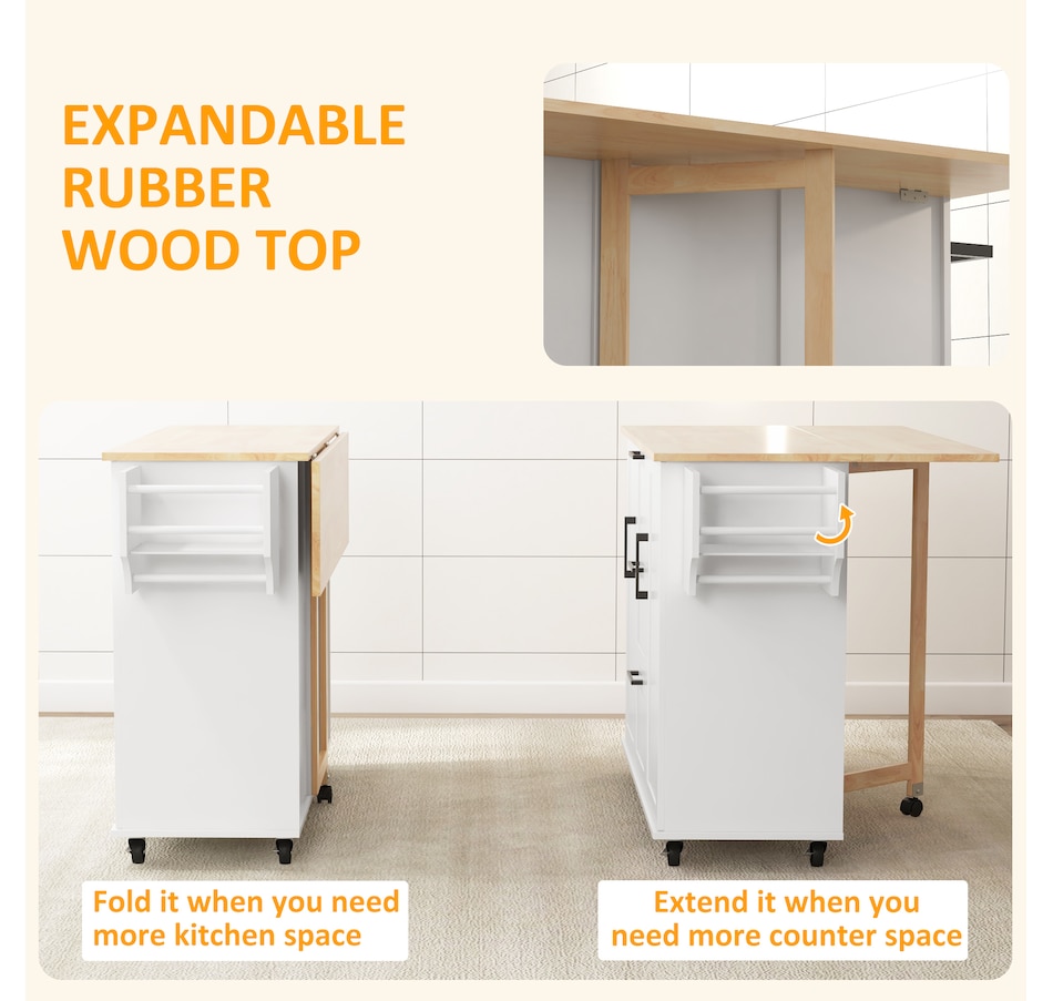 Image 997188_ALTMORE20.jpg, Product 997-188 / Price $299.99 - $329.99, HOMCOM Kitchen Island on Wheels, Kitchen Cart with Drop Leaf Drawers from HOMCOM on TSC.ca's Home & Garden department