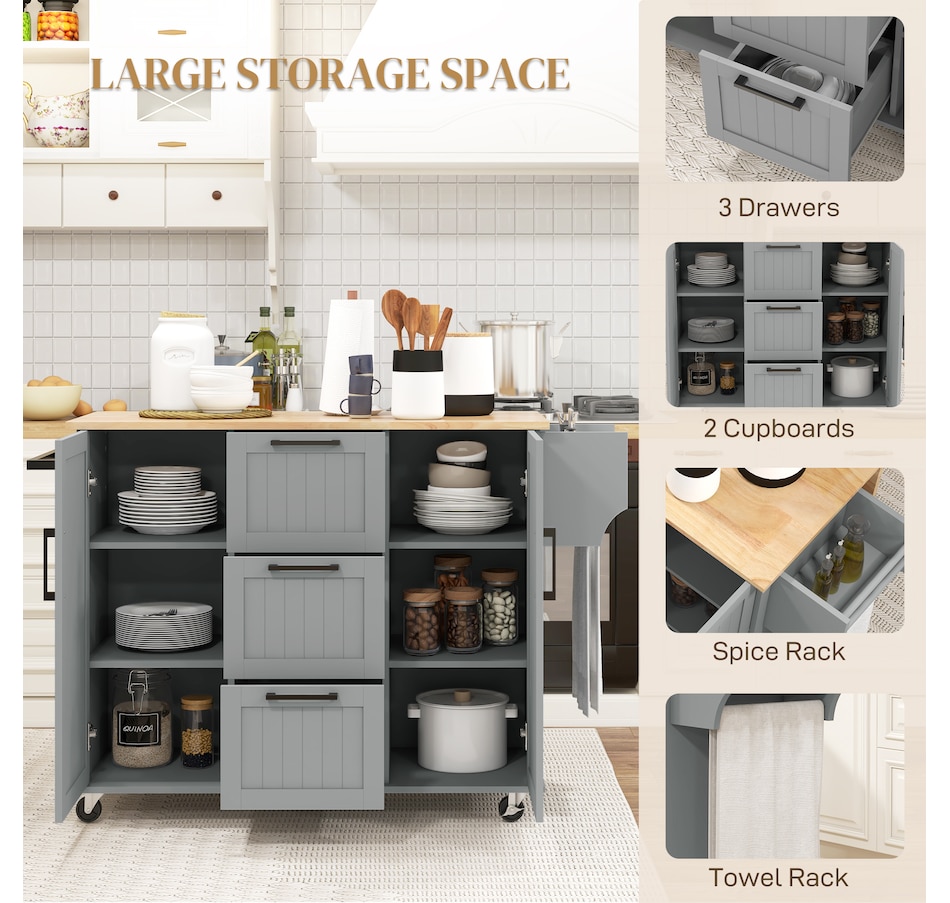 Image 997188_ALTMORE3.jpg, Product 997-188 / Price $299.99 - $329.99, HOMCOM Kitchen Island on Wheels, Kitchen Cart with Drop Leaf Drawers from HOMCOM on TSC.ca's Home & Garden department