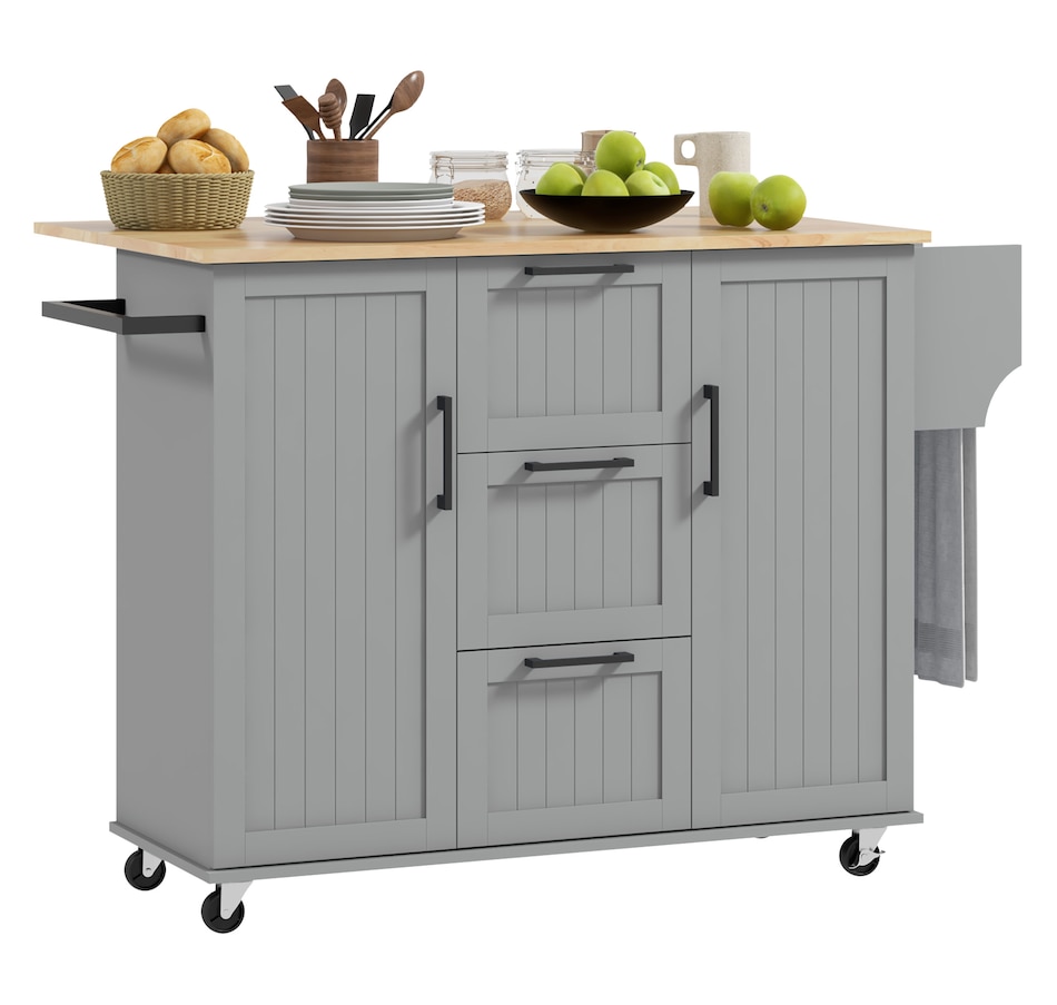 Image 997188_ST01.jpg, Product 997-188 / Price $299.99 - $329.99, HOMCOM Kitchen Island on Wheels, Kitchen Cart with Drop Leaf Drawers from HOMCOM on TSC.ca's Home & Garden department