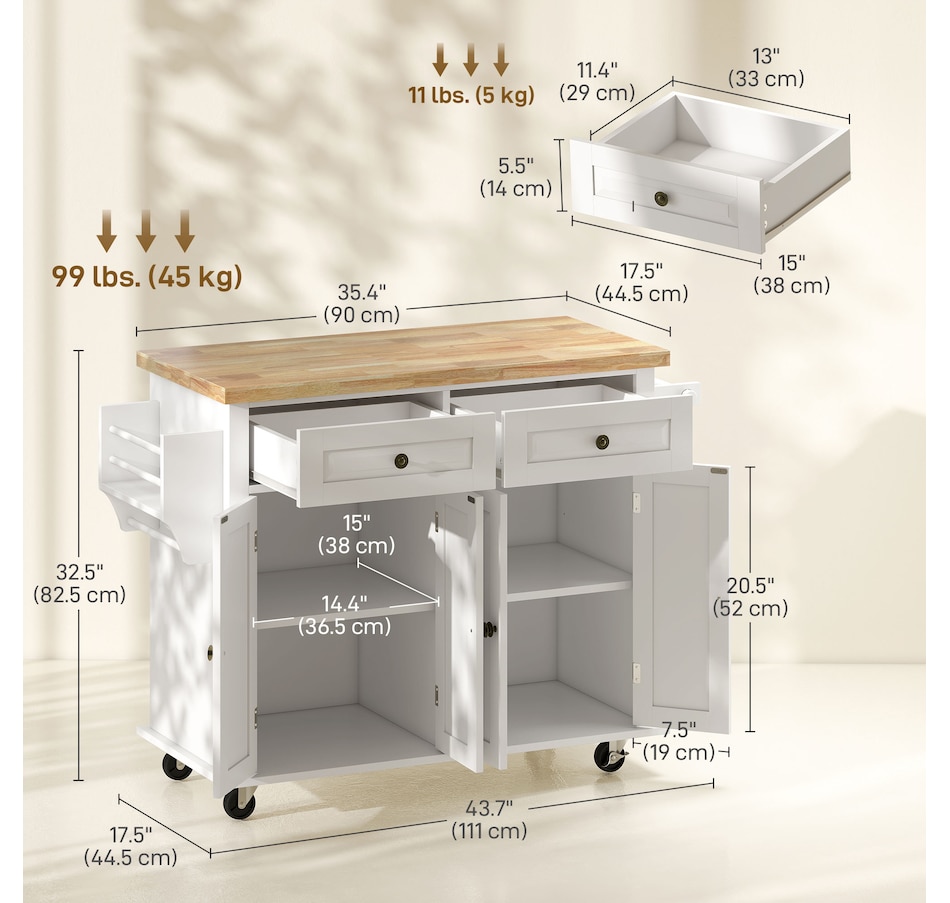 Image 997190_ALTMORE10.jpg, Product 997-190 / Price $209.99 - $259.99, Kitchen Island Cart W/spice Rack & Towel Rack from HOMCOM on TSC.ca's Home & Garden department