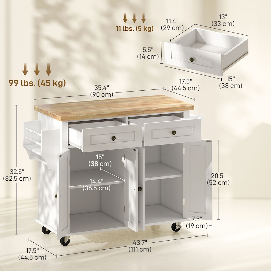 Image 997190_ALTMORE10.jpg, Product 997-190 / Price $219.99 - $245.85, Kitchen Island Cart W/spice Rack & Towel Rack from HOMCOM on TSC.ca's Home & Garden department