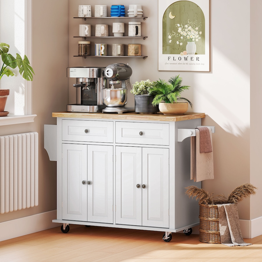 Image 997190_ALTMORE15.jpg, Product 997-190 / Price $219.99 - $245.85, Kitchen Island Cart W/spice Rack & Towel Rack from HOMCOM on TSC.ca's Home & Garden department