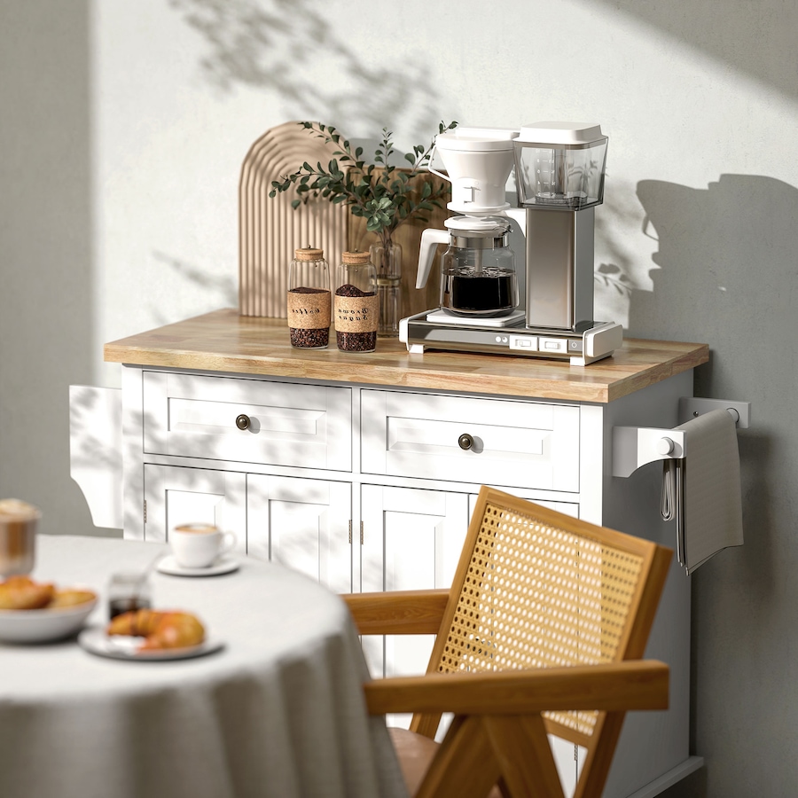 Image 997190_ALTMORE16.jpg, Product 997-190 / Price $219.99 - $245.85, Kitchen Island Cart W/spice Rack & Towel Rack from HOMCOM on TSC.ca's Home & Garden department