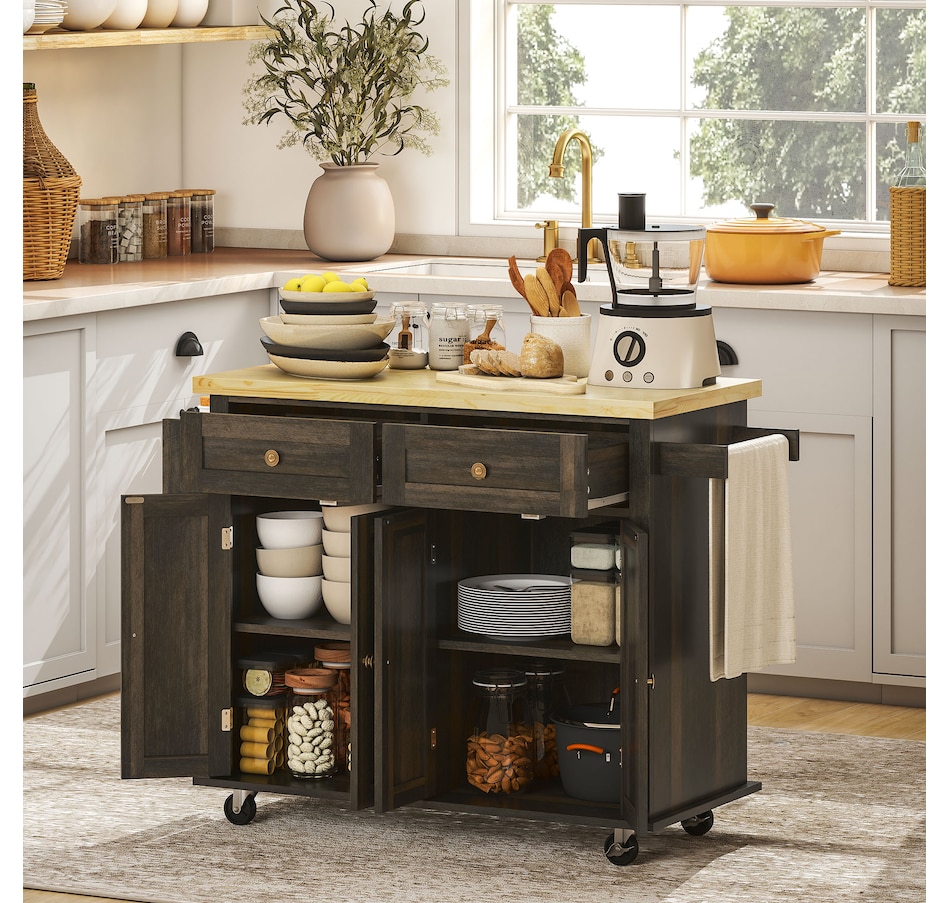 Image 997190_ALTMORE17.jpg, Product 997-190 / Price $209.99 - $259.99, Kitchen Island Cart W/spice Rack & Towel Rack from HOMCOM on TSC.ca's Home & Garden department