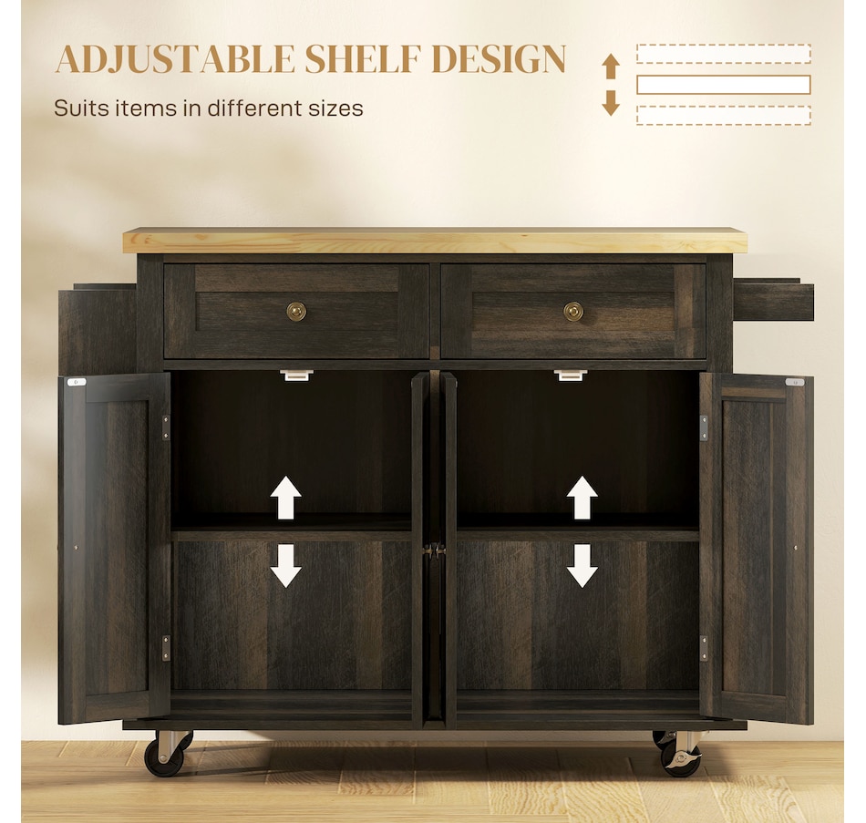 Image 997190_ALTMORE20.jpg, Product 997-190 / Price $209.99 - $259.99, Kitchen Island Cart W/spice Rack & Towel Rack from HOMCOM on TSC.ca's Home & Garden department