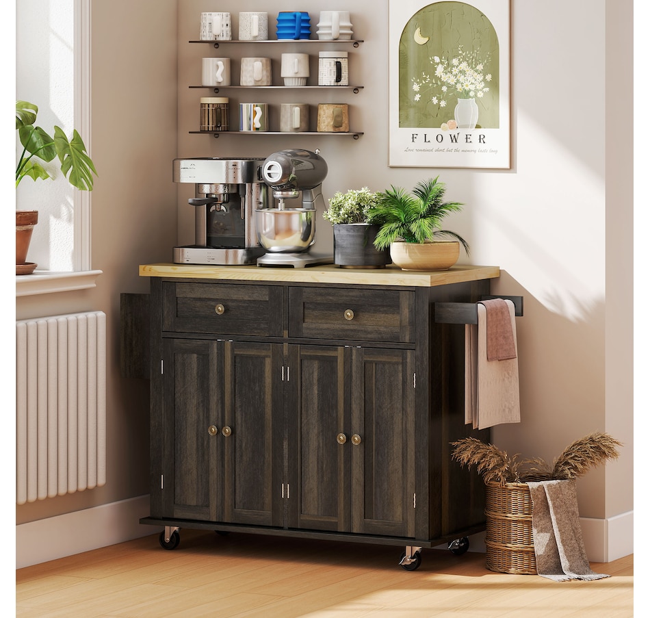 Image 997190_ALTMORE23.jpg, Product 997-190 / Price $209.99 - $259.99, Kitchen Island Cart W/spice Rack & Towel Rack from HOMCOM on TSC.ca's Home & Garden department