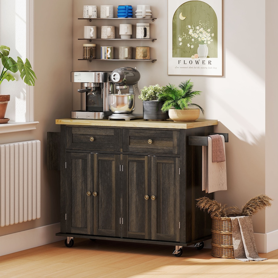 Image 997190_ALTMORE23.jpg, Product 997-190 / Price $219.99 - $245.85, Kitchen Island Cart W/spice Rack & Towel Rack from HOMCOM on TSC.ca's Home & Garden department